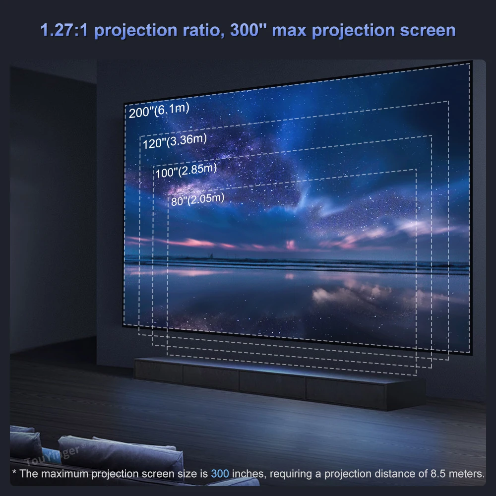 Touyinger Q12W Pro 풀 HD 1080P 4K 프로젝터는 2800ANSI 안드로이드 홈 시어터 HDR WiFi 빔 비디오 스마트 TV를 지원합니다.