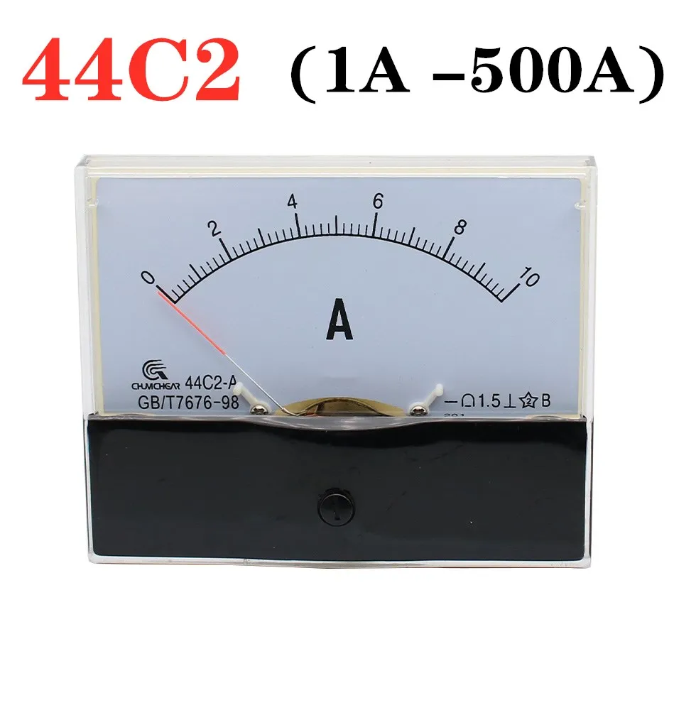 

44C2-A 500mA 1A 2A 3A 5A 10A 15A 20A 30A 50A 100A Class 1.5 Accuracy DC 0-5A Analog Panel Meter Ammeter Amperemeter