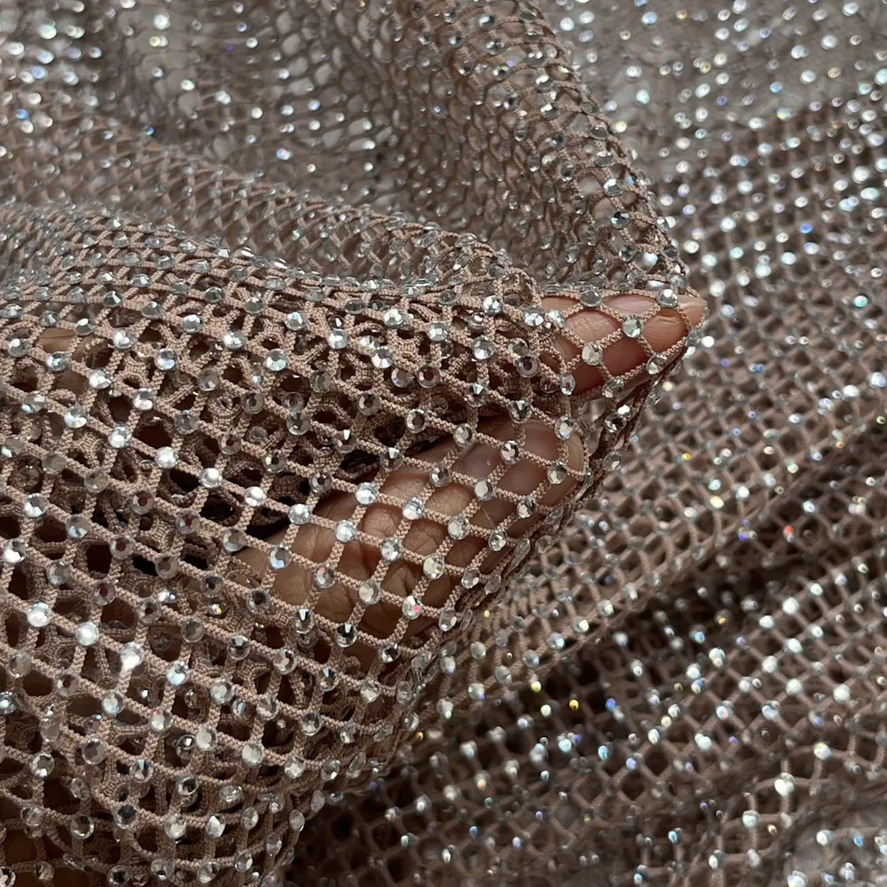 Stretchy Luxury Rhinestone Mesh Fabric 35x45cm per pc, Colorful Strass ...