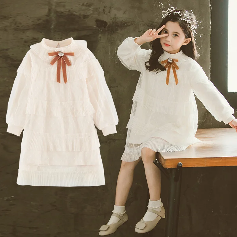 

Children Clothing Korean Style Girls Spring Autumn Dress New Fashionable Gauze Princess Sweet Casual Simple Kids Dresses Girls