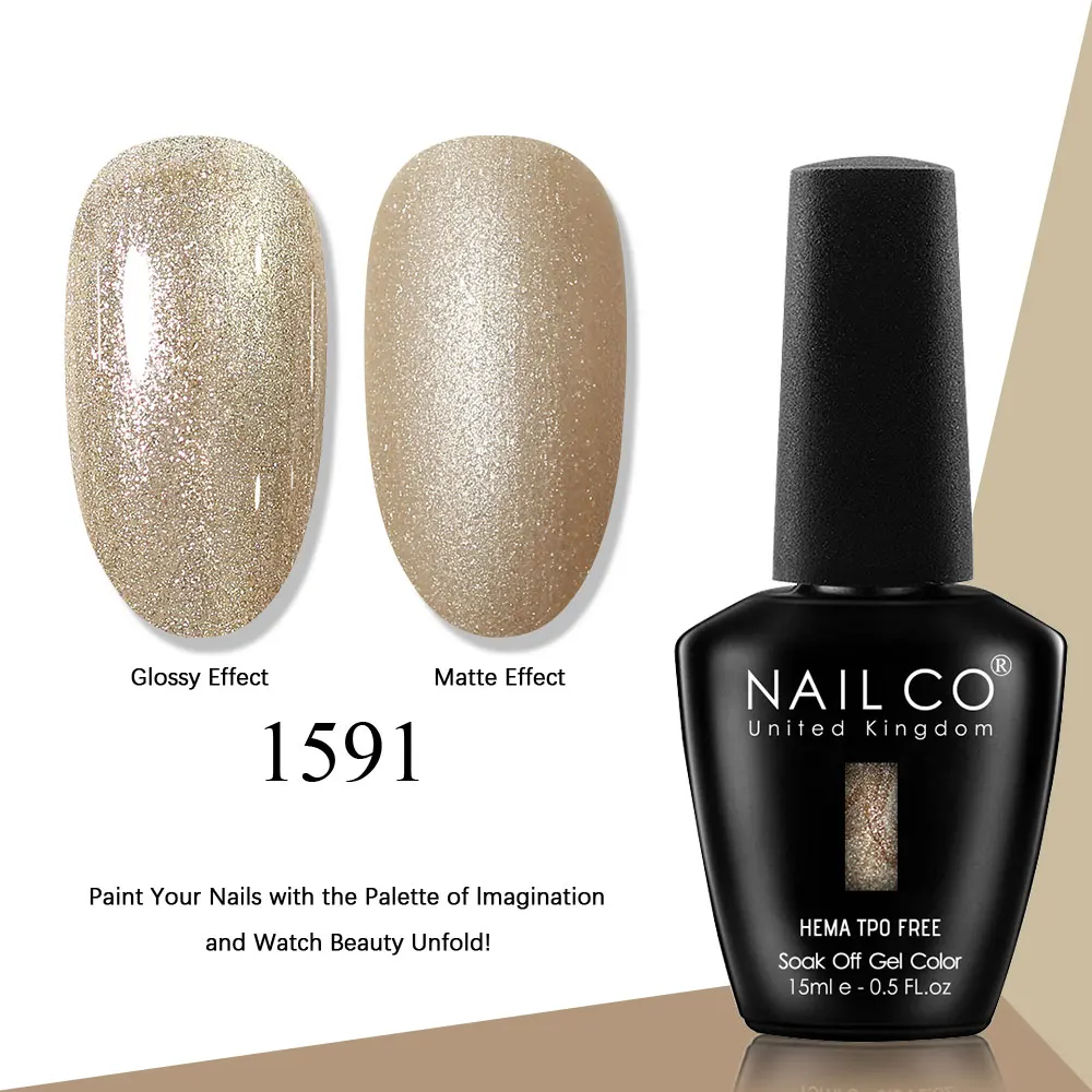 NAILCO Gel Nail Polish Pink Collection - 15ml Glitter & Nude UV LED Gel Varnish Set