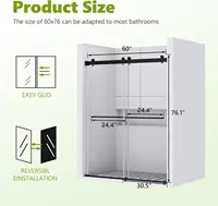 Double Sliding Shower Door 60"" W X 76"" H For Bathroom, Frameless Shower Glass Door With 5/16""(8Mm) Tempered Glass Door, Seal 2