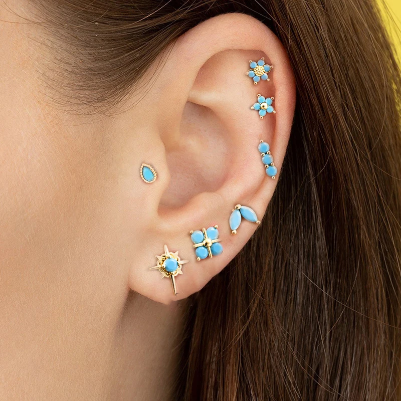 Boucle D'oreille Cartilage Zircone Fleur Mini - Barre 4mm - Marque Origami Jewels