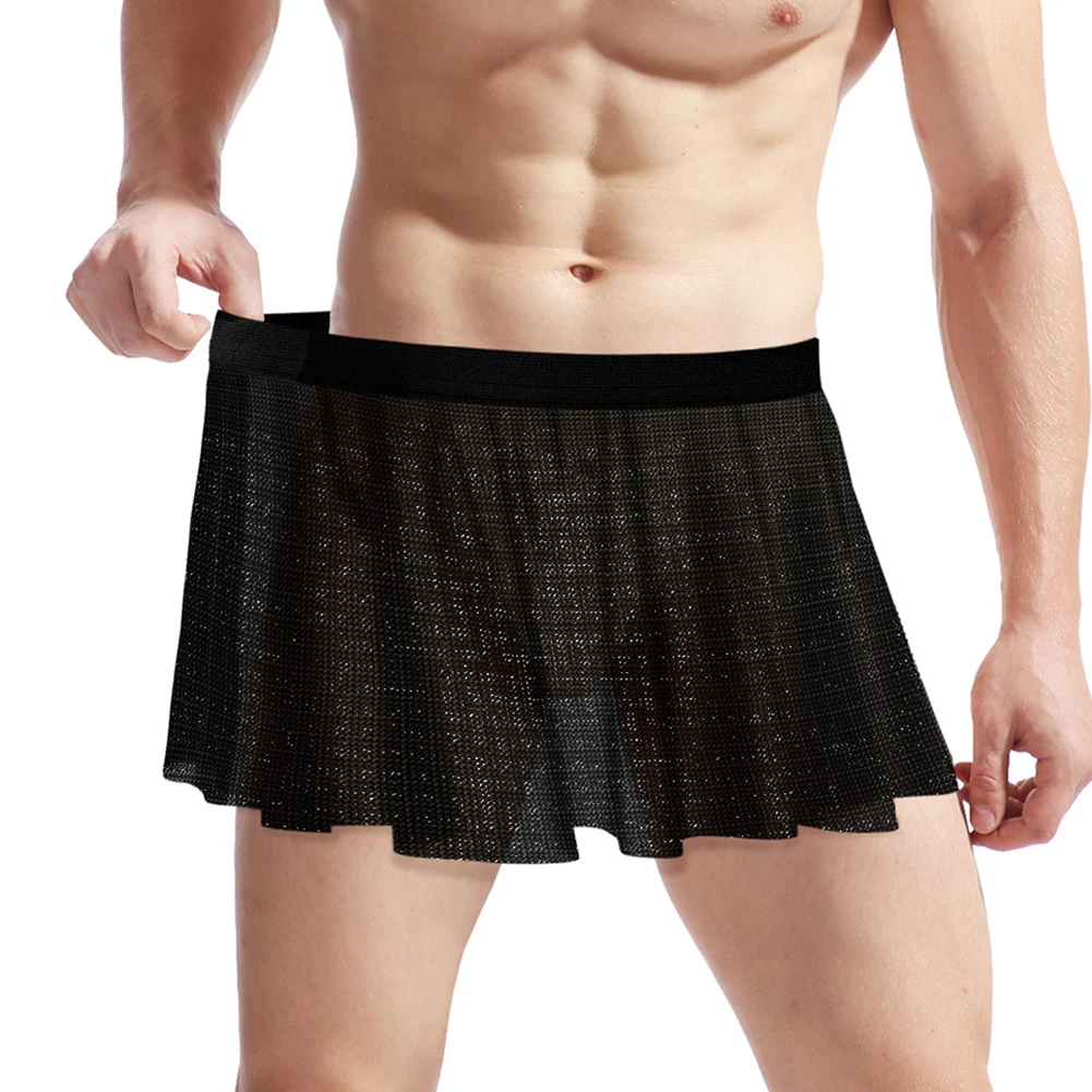 

Sexy Men Sissy Mesh Lingerie Skirt Clubwear See Through Lingerie Panties Breathable Underwear Ultra-Thin Underpants Briefs