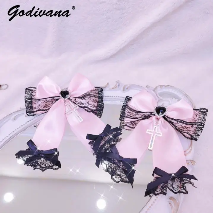 Girl Hair Clips Mine Series MassProduced HeartShaped Lace Bow Edge