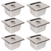 6 Pack Anti-Jam Slotted Hotel Pans with Lids, 1/6 Size 4 Inch Deep, Commercial 18/8 Stainless Steel Steam Table Food Pan 2
