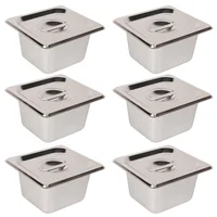 6 Pack Anti-Jam Slotted Hotel Pans with Lids, 1/6 Size 4 Inch Deep, Commercial 18/8 Stainless Steel Steam Table Food Pan 2