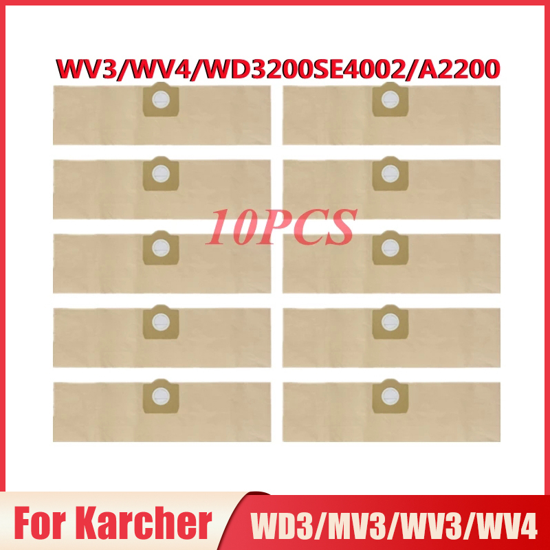 For Karcher WD3/MV3/WV3/WV4/WD3200/SE4002/A2200 Robot Vacuum Cleaner Dust Bags Spare Parts Paper Bag Replacement Accessories