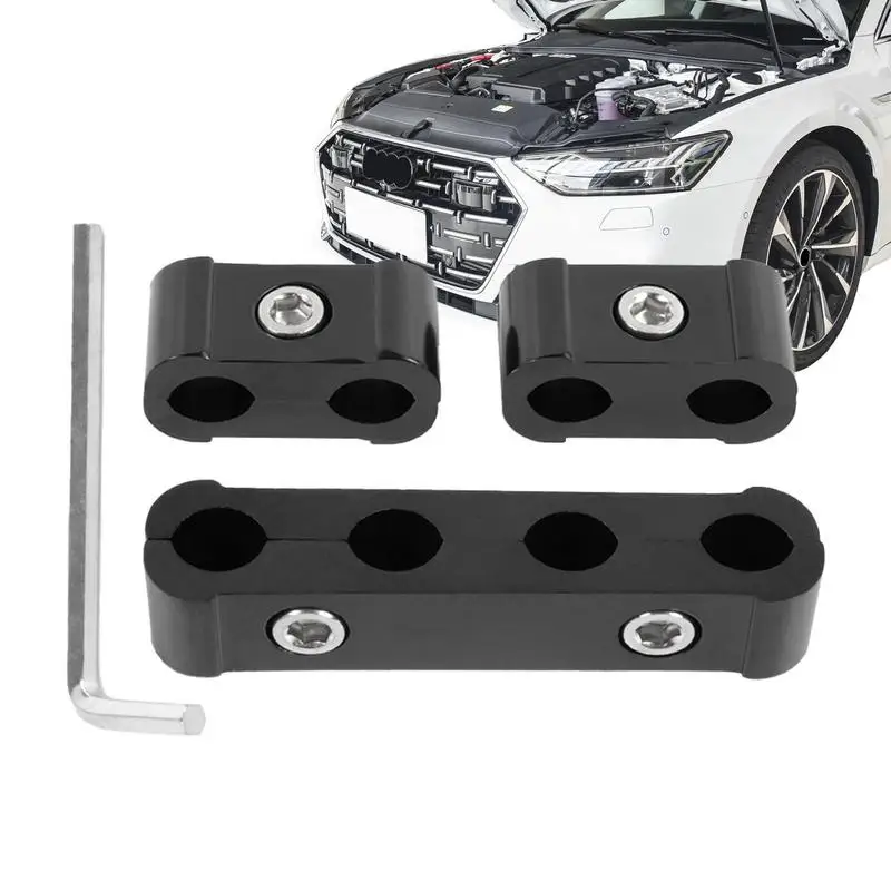 

Brake Line Separator Clamp 3PCS Aluminum Pipe Clamp Four Hole Aluminum Pipe Clamp Clamp Wire Separator Fuels Line Clamp