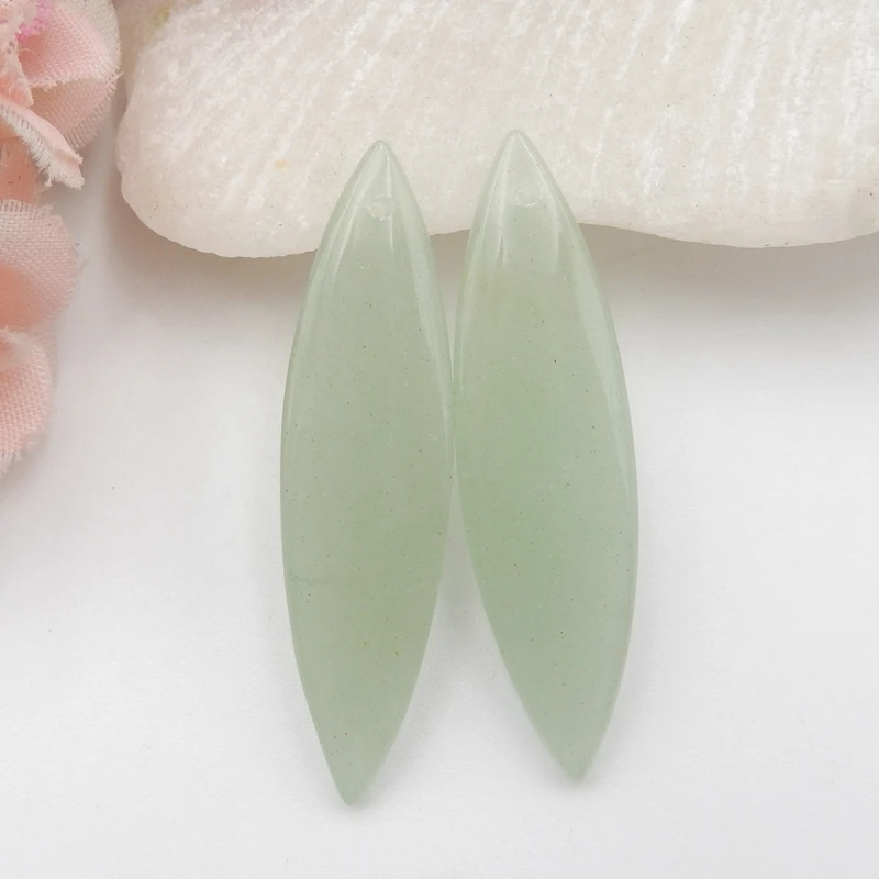 

Natural Green Aventurine Earrings Bead, stone for earrings making, 42x11x4mm6.4g
