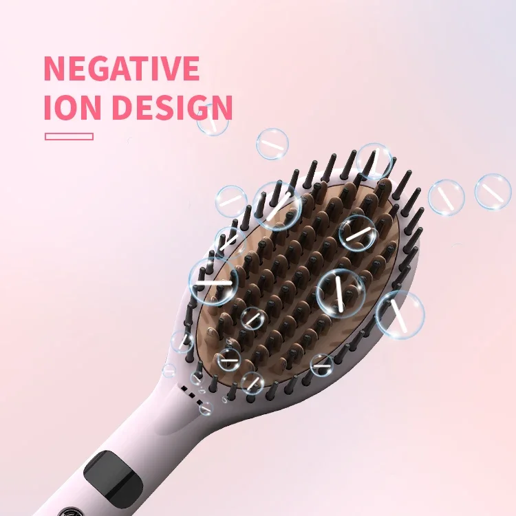 2020 Women Matte Black Brosse Chauffante Lcd Electric Straightener Styling Comb Straightening Brush For Natural Hair 3