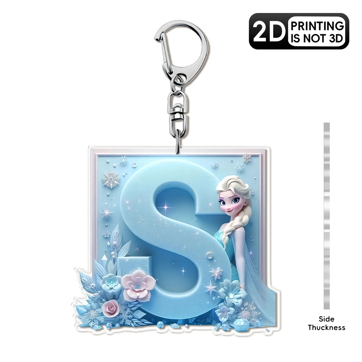 Porte-clés de dessin animé Disney la reine des neiges Elsa, 2 pouces, lettres anglaises A-Z, pendentif coloré, rétroviseur de voiture, cadeau pour enfants filles