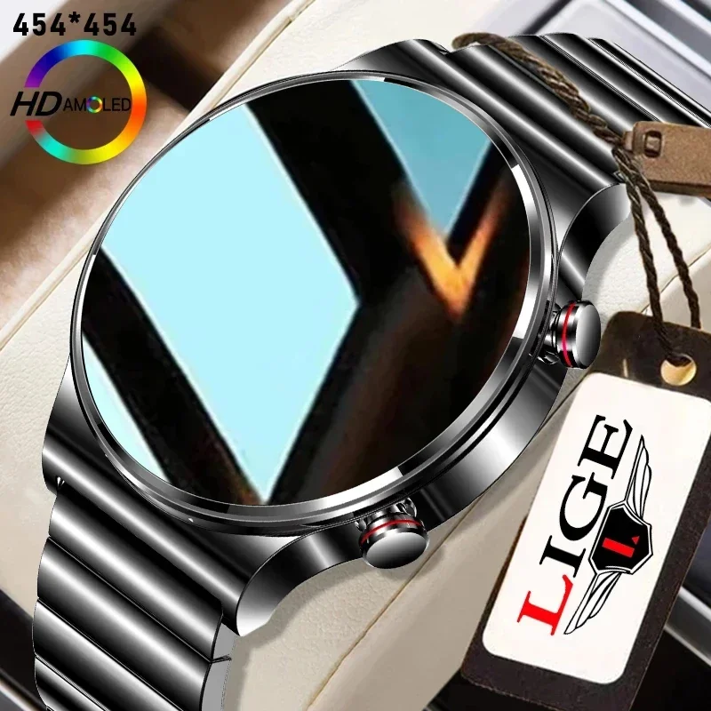 

LIGE 2024 Smart Watch Men 454*454 HD 1.39 inch display Bluetooth Call IP68 Waterproof music player link Bluetooth Smartwatch Men