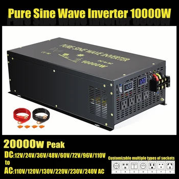 Convertitore solare a onda sinusoidale pura 12V 220V 10KW Off Grid PV 24V/36V/48V/60V/72V/96V/110V DC a 120V/230V Convertitore AC Controllo cablato