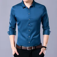 Men's Casual Fashion Business Solid Color Long Sleeved Shirt 2