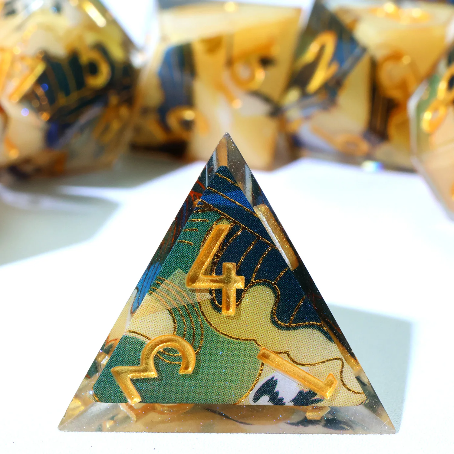 Handmade Enchanted Crane Polyhedral RPG Dice Set Resin DND Dice for Board Games Role-Playing & Tabletop Fun-F9 game dice,dice set