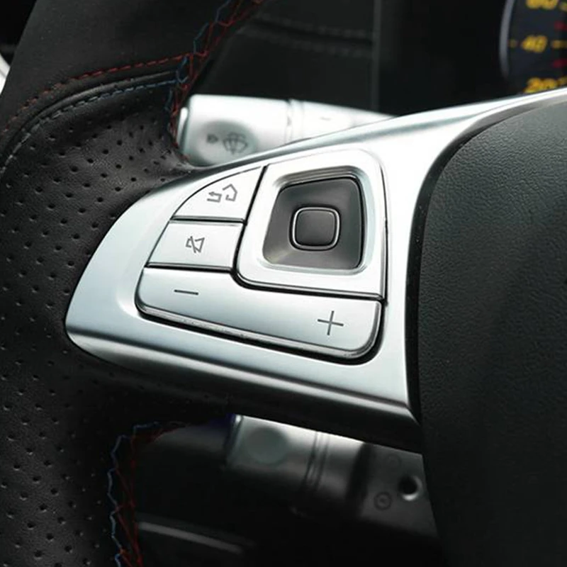 8Pcs Silver Car Steering Wheel Button Cover Trim for Mercedes E-Class W213 2016-2019 Car Interior Accessories Styling 2