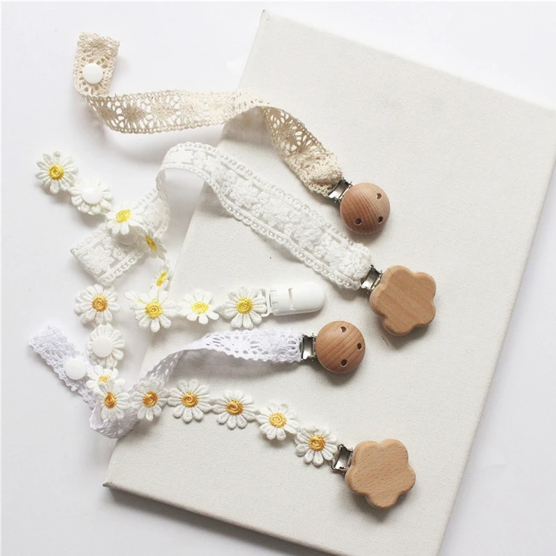 Baby Pacifier Clip Small Daisy Lace Newborn Kids Infant Toddler Nipple Soother Anti Lost Holder