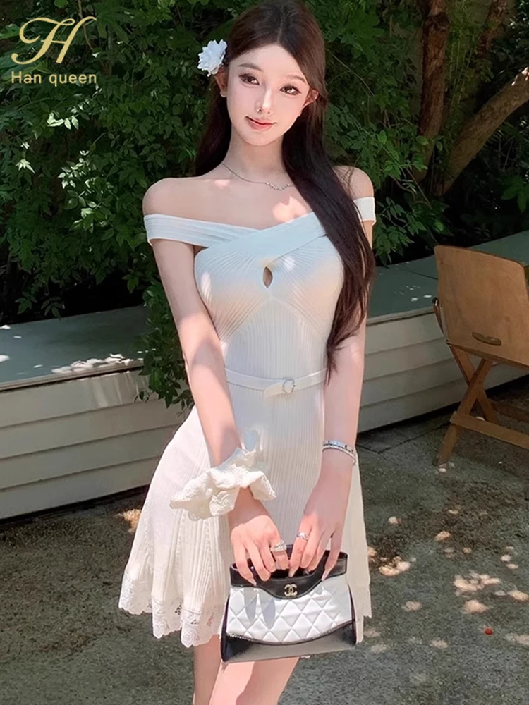 chinese dress ladies Long-sleeved V-neck Dress Spring And Autumn New Style Lace Splicing Dr –  Bohochic Store