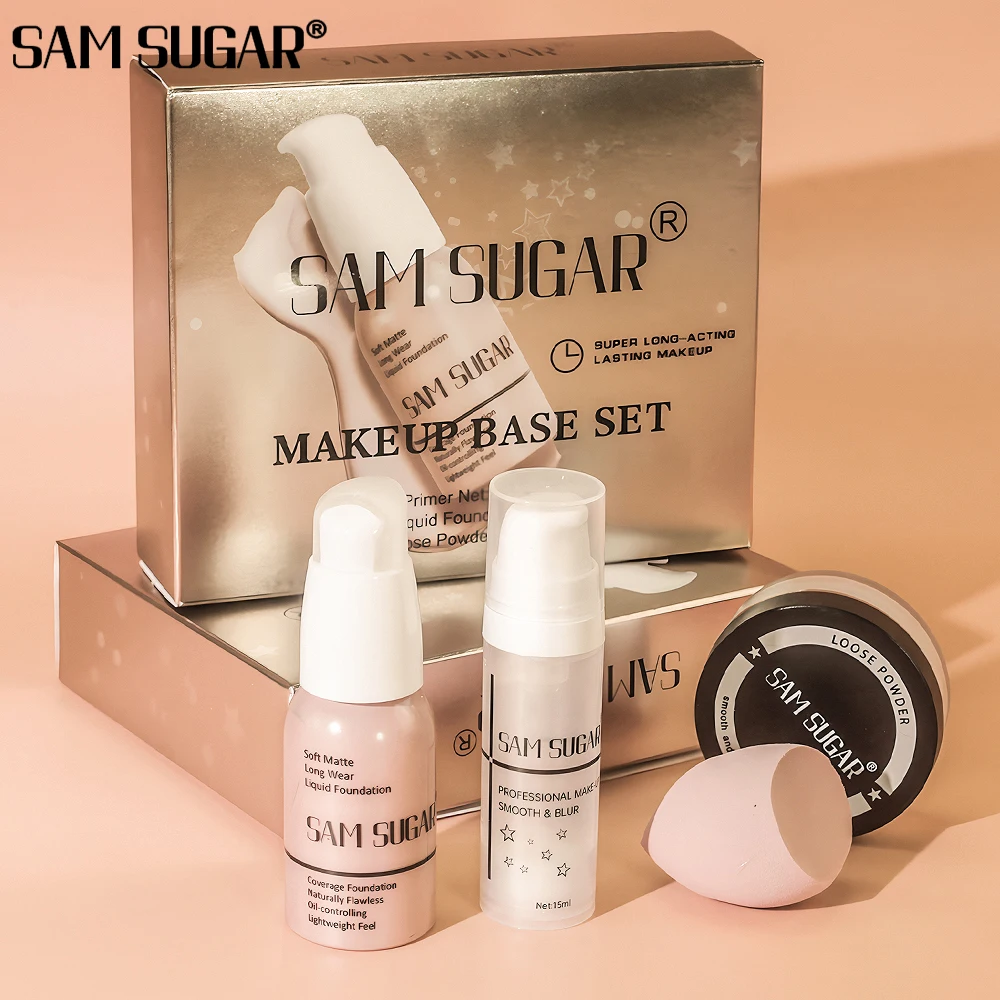Four piece makeup foundation make-up set makeup powder set spray gloss control oil lasting foundation make-up