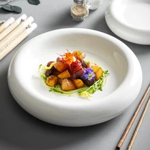 White Hotel Plate Creative Nordic Tableware Household Porcelain Characteristics of Individual Dishes Plate Western Food Plate