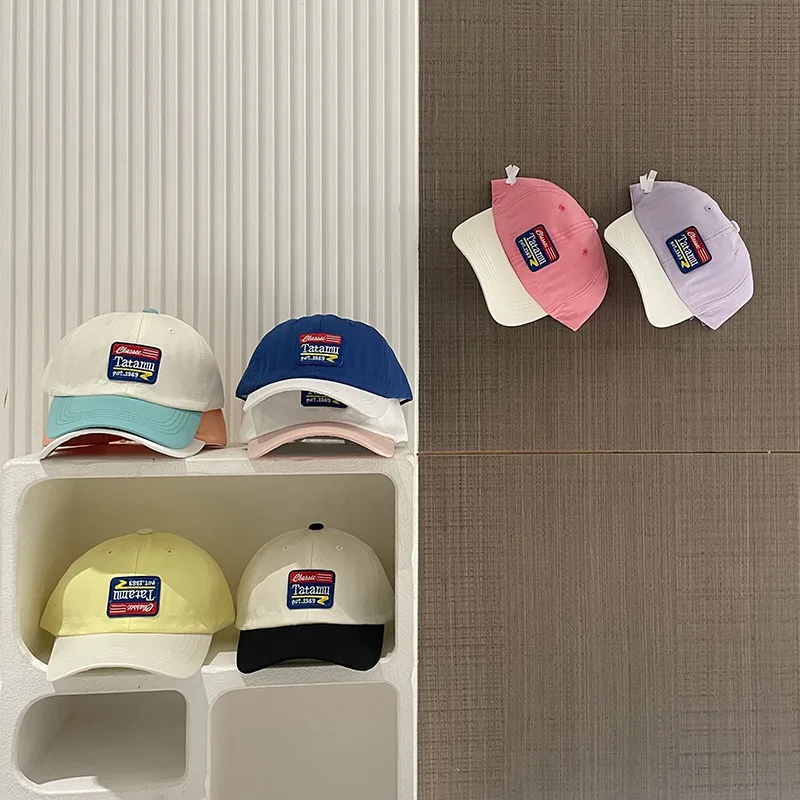 

Children's Kid Baseball Cap for Girls Boy Hats Sunscreen Baby Hat Square Label Kids Caps 2-6 Years