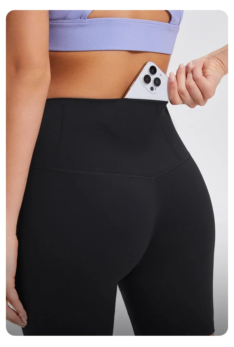 Womens Yoga Shorts Outdoor Jogging Leggings High Waist Cycling Shorts Fitness Sport Pants Tights