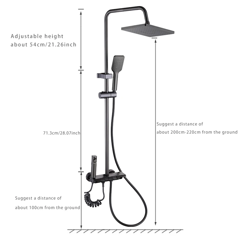 Modern Bathroom Piano Shower Set 4 Functions Rainfall Shower Head Bathtub Faucet Shower System Set 5