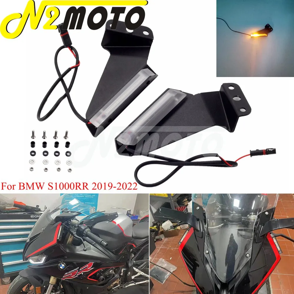 

For BMW S1000 RR S1000RR Motorcycle Water Flowing Front LED Turn Signals Light Indicator Amber Flash Blinker 2019 2020 2021 2022