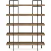 Modern Office Bookcase Mixed-Material Design 5 Shelves Urban Chic Storage Home Study Room Versatile Display Furniture 5