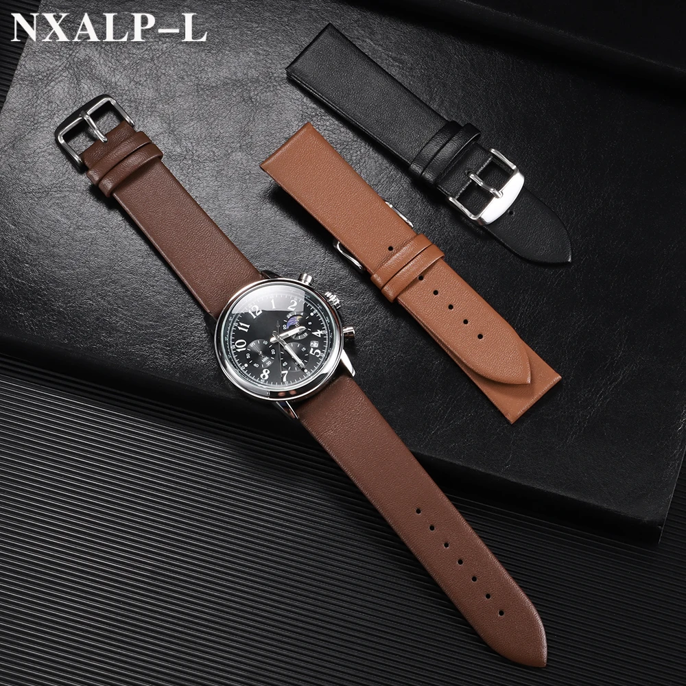 Premium Ultra-Thin Calf Leather Watch Strap - Soft Genuine Leather Band