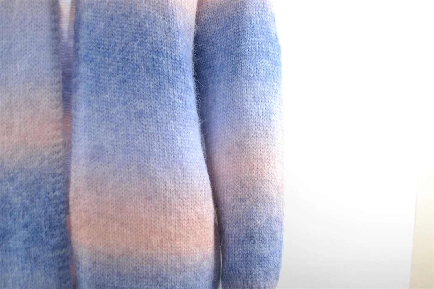 2024 New Winter European American Sweaters Rainbow Tie-dye Mid-length Oversized Cardigan Women Knitwear Jacket Long Sleeved Tops