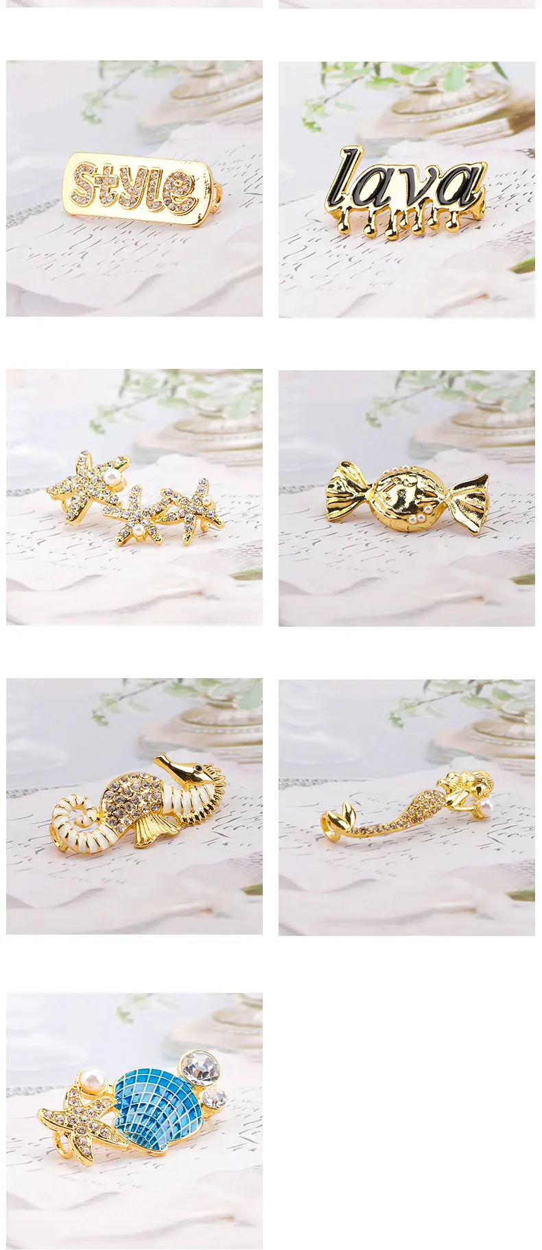Modische Metall-Schuhcharms Diamant-Sportschuh-Dekoration Kreative DIY-Schnürsenkelschnallen Ozean-Stil Schuhzubehör – Detail 6