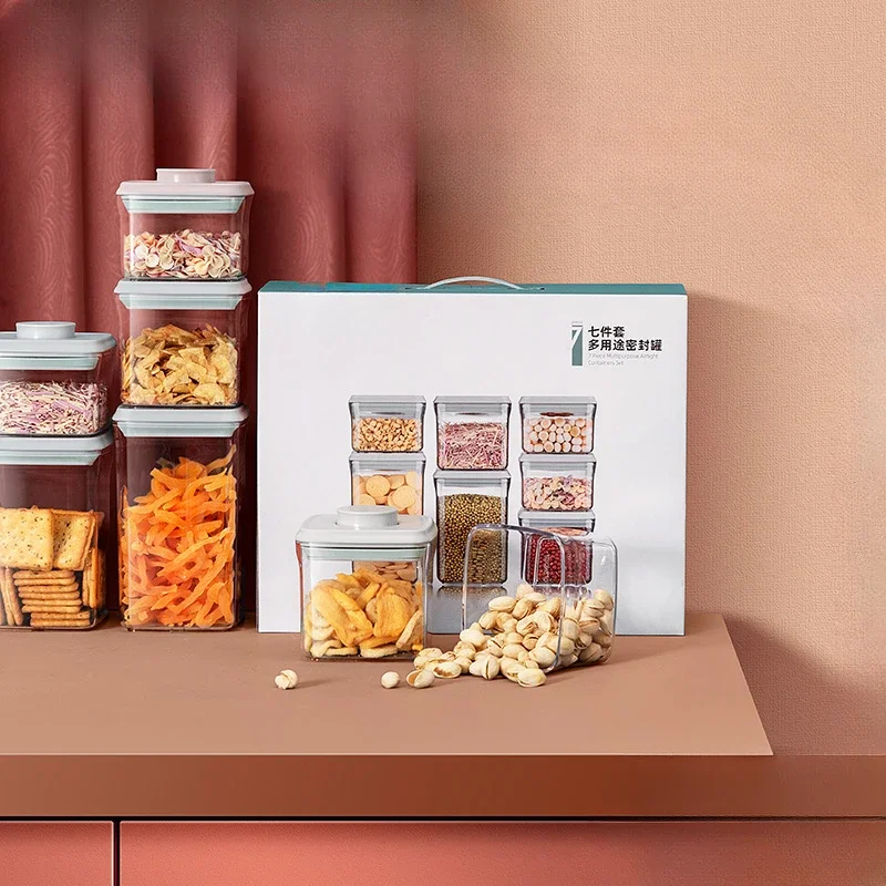 Ankou Kitchen Use Waterproof Food Grade One Button Press Snack Nice Clear Food Storage Containers with Airtight Lids 5 PCS Set