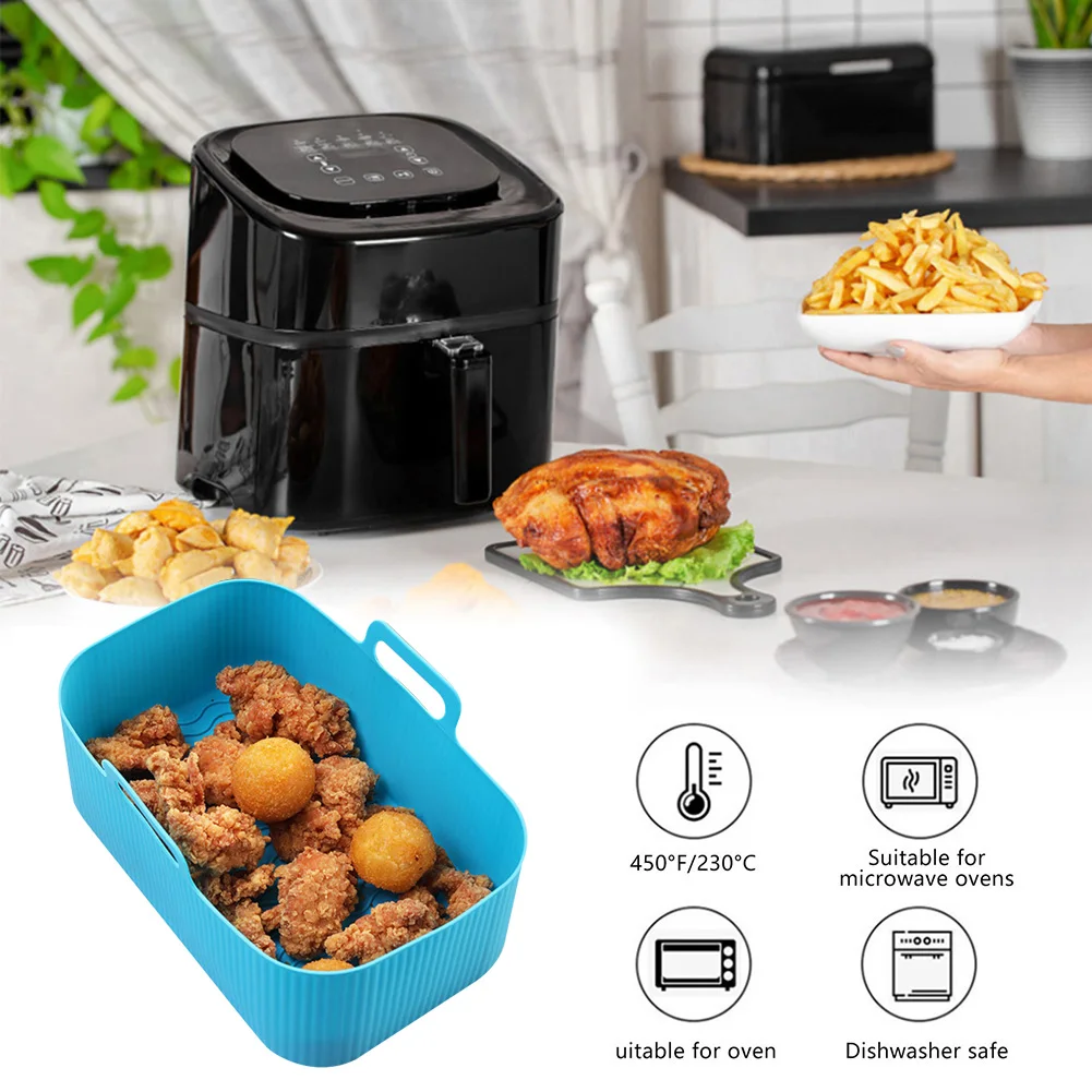 Silicone Rectangle Air Fryer Basket Food Safe Silicone Liners For Air Fryer  Basket Double Air Fryer Accessories 2PCS - AliExpress