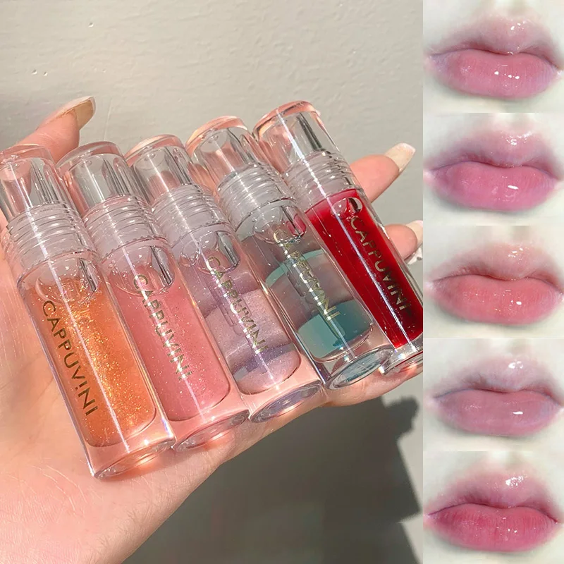 Cappuvini Ice Stick Shape Lip Oil Balm Transparent Texture Moisturizing Hydrating Luminous Lips Long-Lasting Moisture,