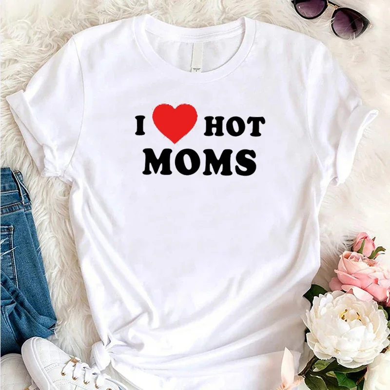 

Y2k летняя свободная футболка с коротким рукавом I Love, футболка для горячих мам, женский летний хлопковый топ, футболка с забавным милым принтом, женские топы