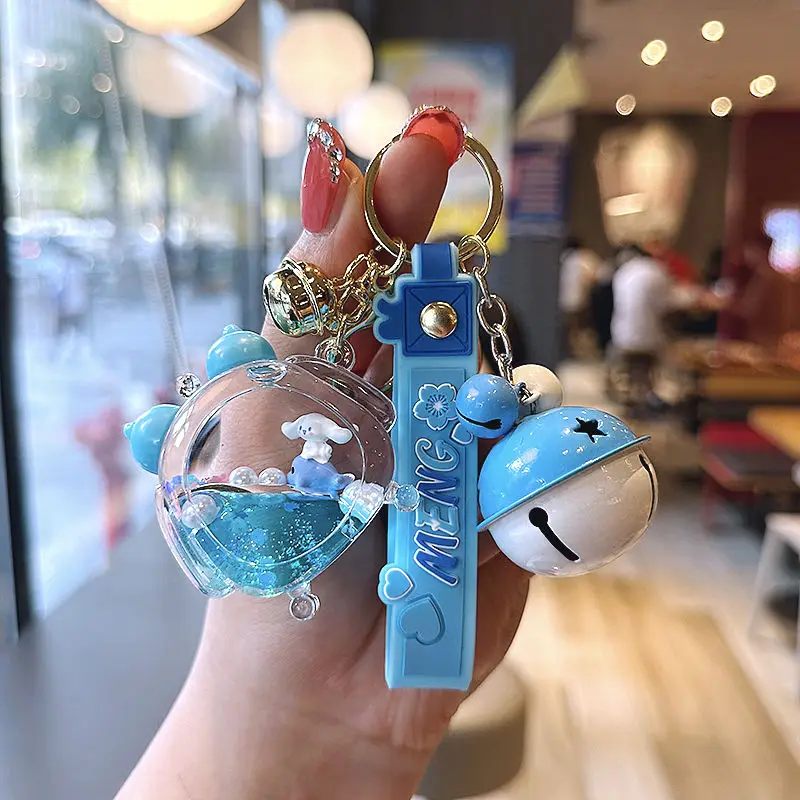 Cute Sanrio Keychain Cartoon Girlish Exquisite Quicksand Hello Kitty Clow M Schoolbag Pendant Girls' Gifts 6