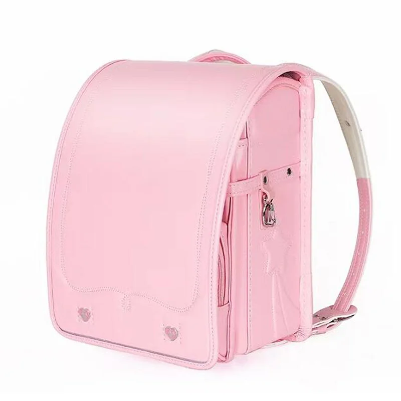 소녀를위한 학교 가방 귀여운 핑크 배낭 고품질 가죽 정형 외과 Schoolbag 어린이 가방 방수 일본 학교 가방