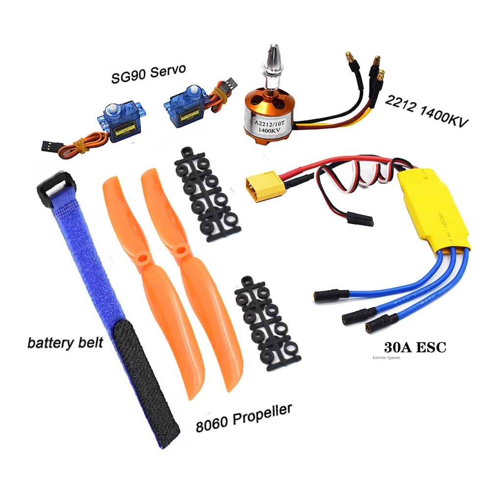 Moteur brushless A2212 1400KV argenté avec hélices et ESC 30A noir, prêt pour montage sur drone