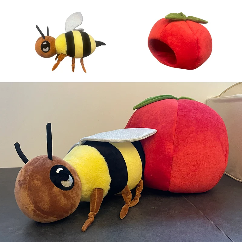 Creative Kawaii Bee Tomato Plush Toy Pillow Cute Pet Cat Dog Plushies House Anime Soft Toys for Girls Boys Women GiftsHome Decor custom canvas handbag student daily commuter handbag casual cute tomato fresh mini clutch