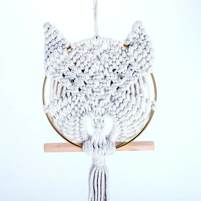 Owl Tapestry Dreamcatcher Ornament Macrame Wall Hanging Decor DIY