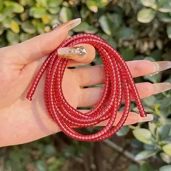 1 ม้วน 1.6m เลเซอร์สี USB ชาร์จข้อมูลป้องกันสายเคเบิล Anti-break ฤดูใบไม้ผลิเชือกป้องกันสายไฟเชือกหูฟัง Bobbin Winder 12