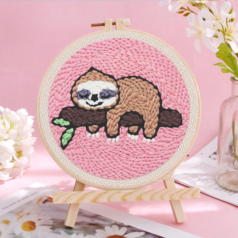 Punch Needle Kit For Beginners - 6 Patterns, Includes Needle, Hoop, Yarn, Tools To Make Coasters & Small Rugs