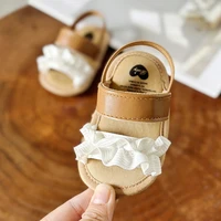 Infant Baby Girls Summer Sandals with Flower Soft Sole Newborn Toddler First Walker Crib Dress Shoes 2