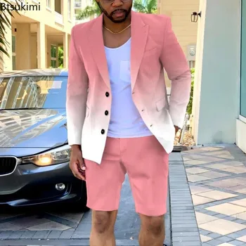 Completo da Uomo Estivo 2026: Abito Casual Elegante a Maniche Lunghe con Pantaloncini, Ideale per Ufficio e Tempo Libero