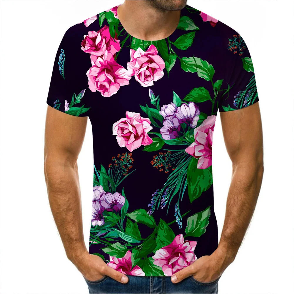 Tropical Plant Leaf Print Short Sleeve T Shirt