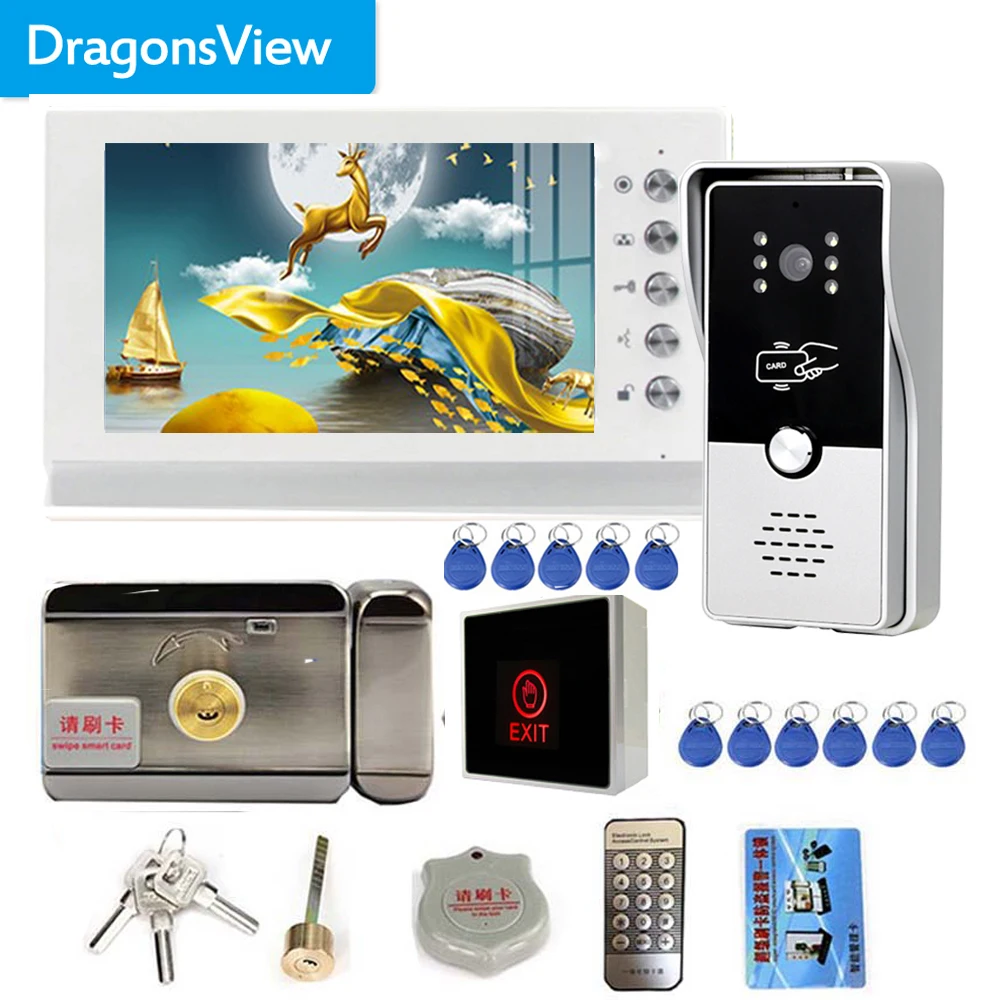 

Dragonsview New Home Video Intercom System Door Phone Doorbell 1MP Camera with Electronic Lock Unlock for Villa Apartment Entry