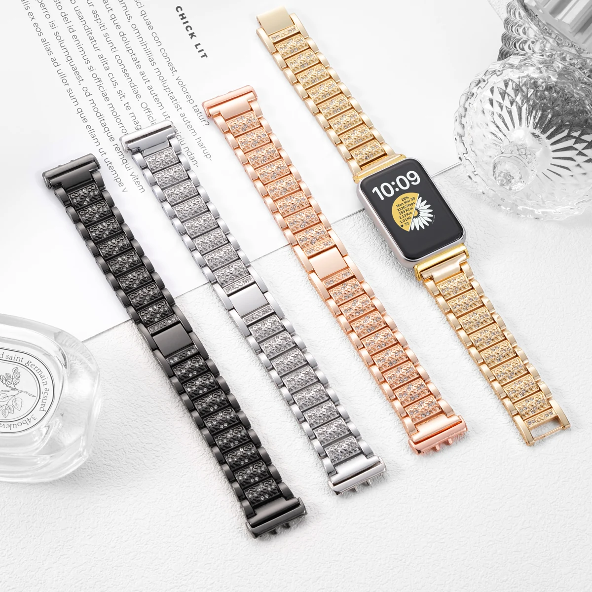Luxury Bling Diamond Stainless Steel Strap – Elegant Women's Bracelet Accessory