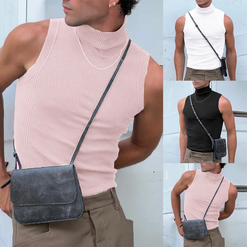 Description Picture 2 of itemRegular Vest Vest Skinny Sleeveless Slim Fit T Shirt Tank Tops Bodybuilding Tops Brand New Turtleneck Undershirt